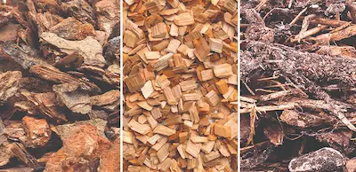 Three different types of mulch.